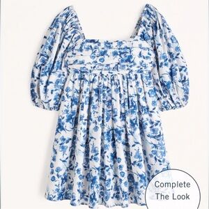 Abercrombie & Fitch Emerson Poplin Puff Sleeve Mini Dress